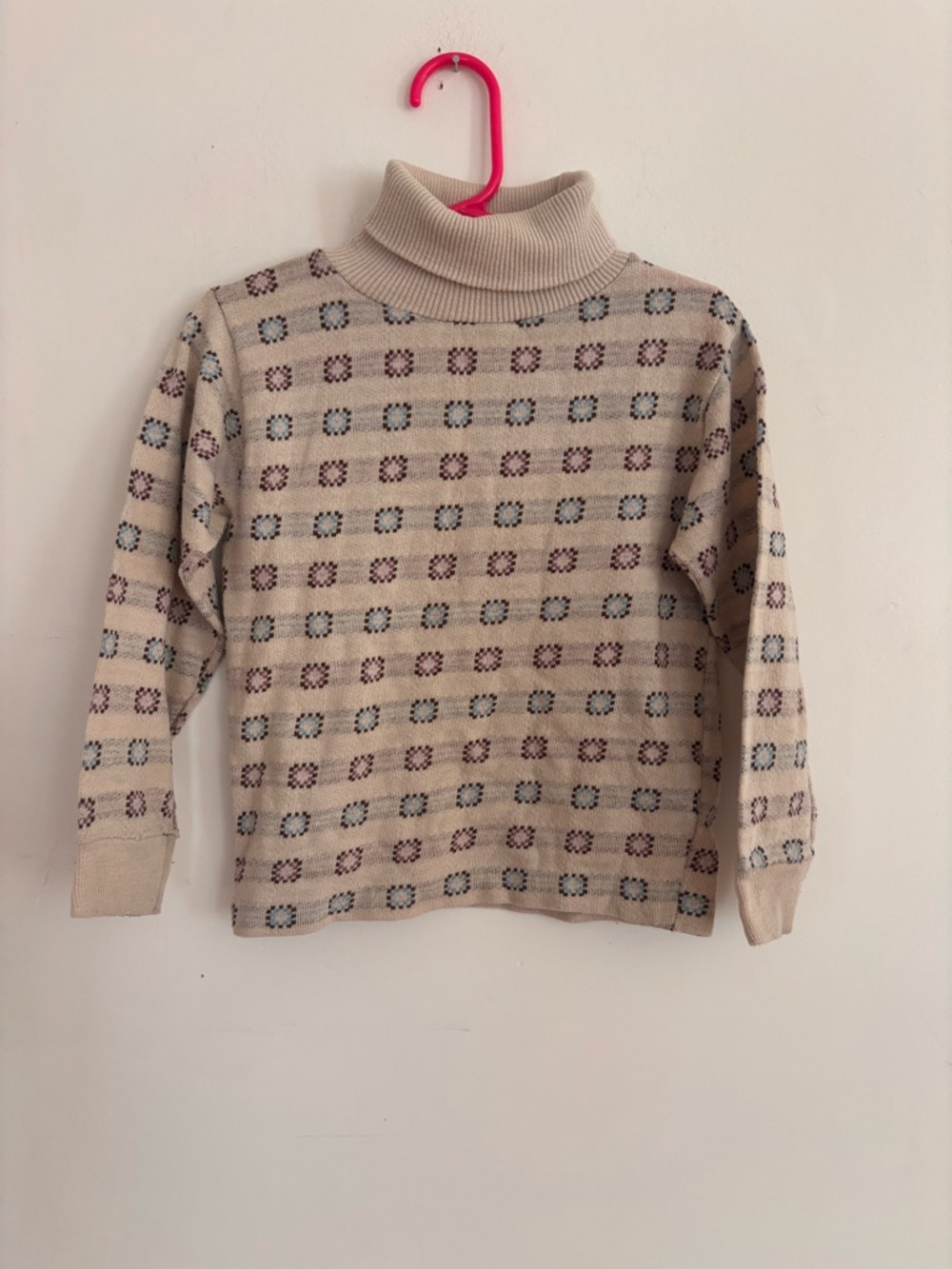 Vintage 70s Donmoor Kids Turtleneck Sweater Size 6 Retro Knit